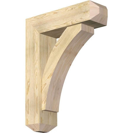 Ekena Millwork Thorton Craftsman Rough Sawn Bracket w/ Offset Brace, Douglas Fir, 8"W x 28"D x 36"H BKT0806X28X36THR04RDF